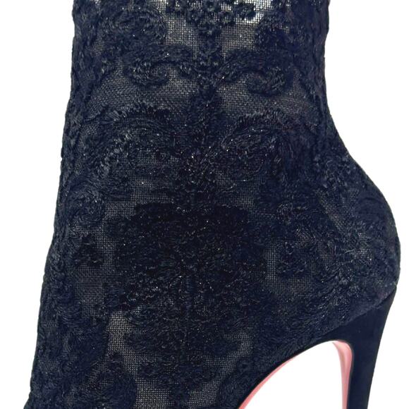 Christian Louboutin Heels So Kate Boots Ankle Booties Black Lace Mesh Shoes 36.5 - Picture 7 of 13